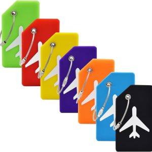 7 Pack Silicone Luggage Tag Baggage Handbag Travel Suitcase Tags with Name ID Card Perfect to Quickly Spot Luggage Suitcase (Multicolor