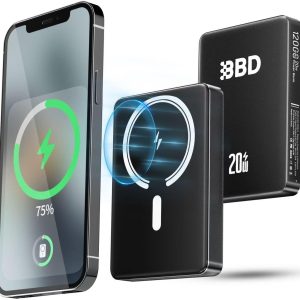 BBD 12000mAh Magnetic Portable Charger Power Bank For iPhone,1 Pack 20w Fast Charging Wireless Power Bank With USB C Cable In&Out Put Magsafe Battery Pack For iPhone 16 15 14 13 12 Magsafe Accessories