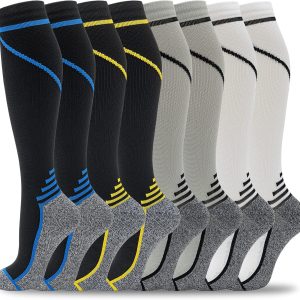 8 Pairs Compression Socks for Men & Women 20-30 mmHg Knee High Nurse Pregnant Running Medical and Travel Athletic