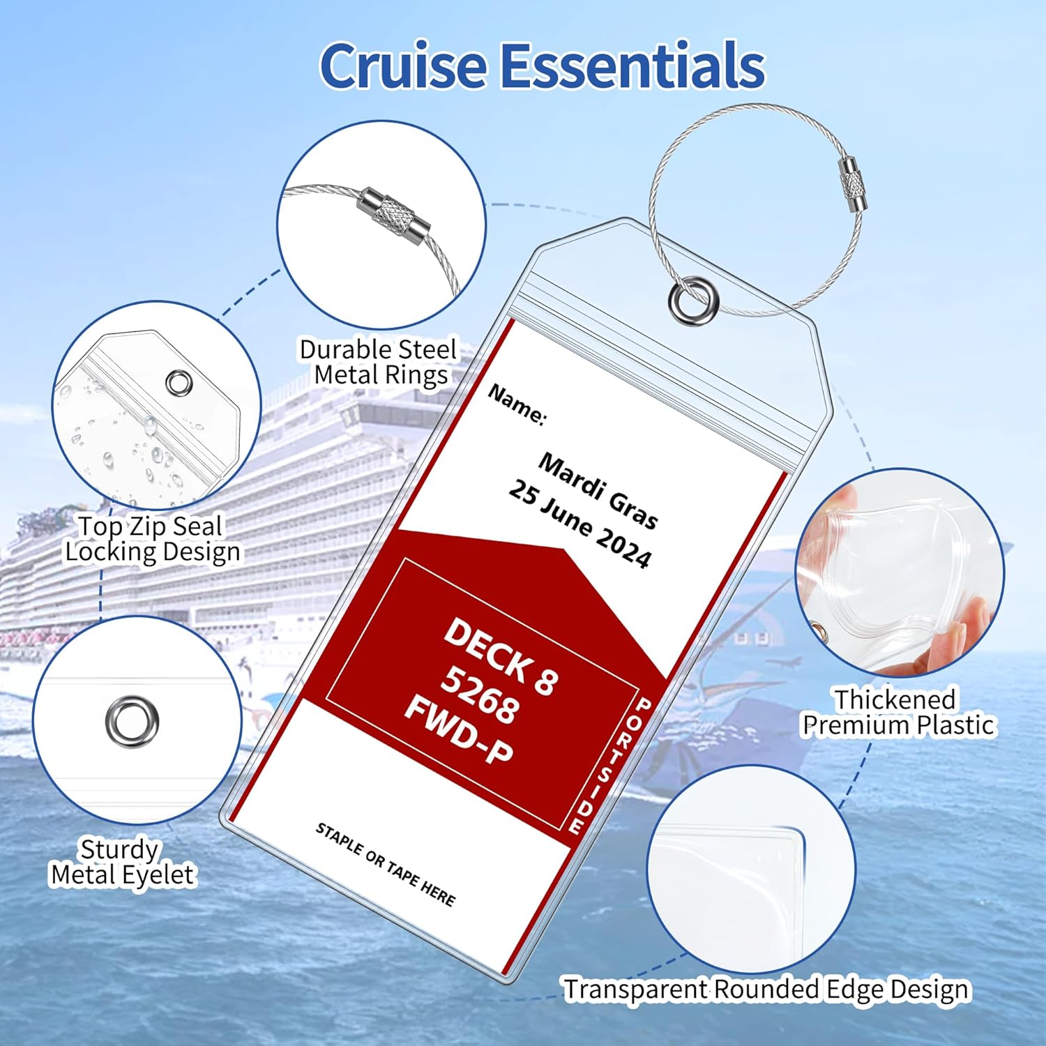 Luggage Tags for Cruise Ship Essentials for NCL, Princess, Carnival, Royal Caribbean and Celebrity Cruise Necessities by SEAVILIA - Image 4