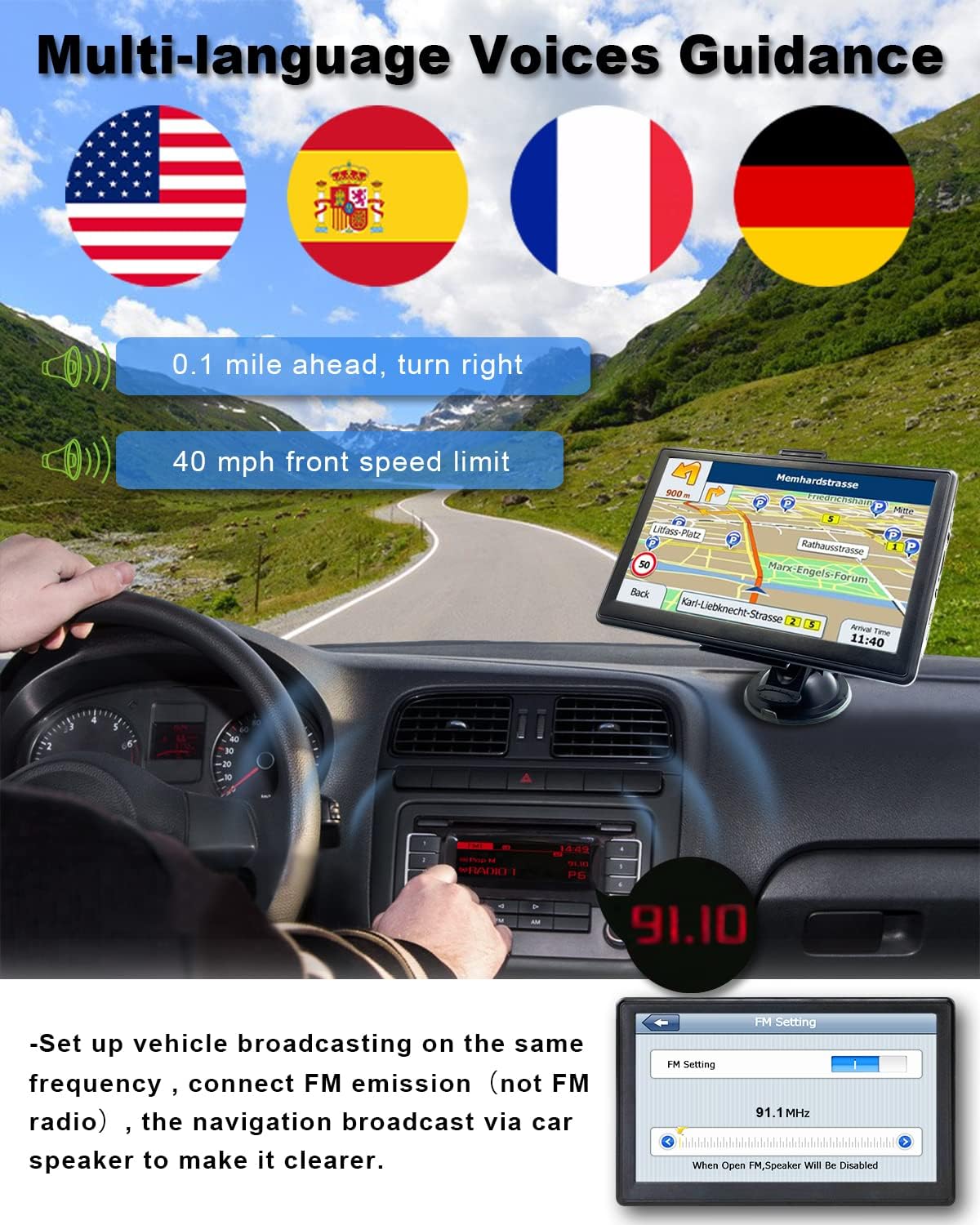 N700 GPS Navigation for Car Truck RV, GPS Navigator with 7 inch, 2024 Maps (Free Lifetime Updates), Truck GPS Commercial Drivers, Semi Trucker GPS Navigation System, Custom Truck Routing - Image 3